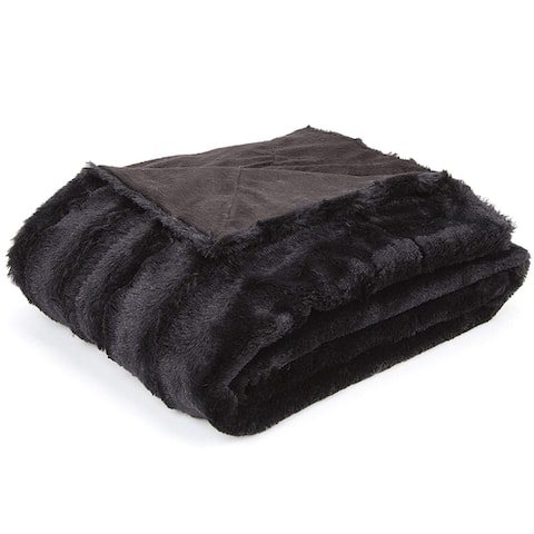 Cheer Collection Faux Fur/ Microplush Reversible Throw Blanket