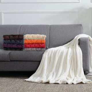 Cheer Collection Faux Fur/ Microplush Reversible Throw Blanket