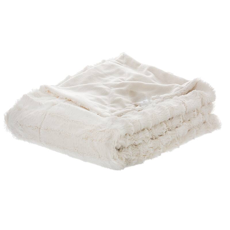 Cheer Collection Faux Fur/ Microplush Reversible Throw Blanket - 50"x60" - White