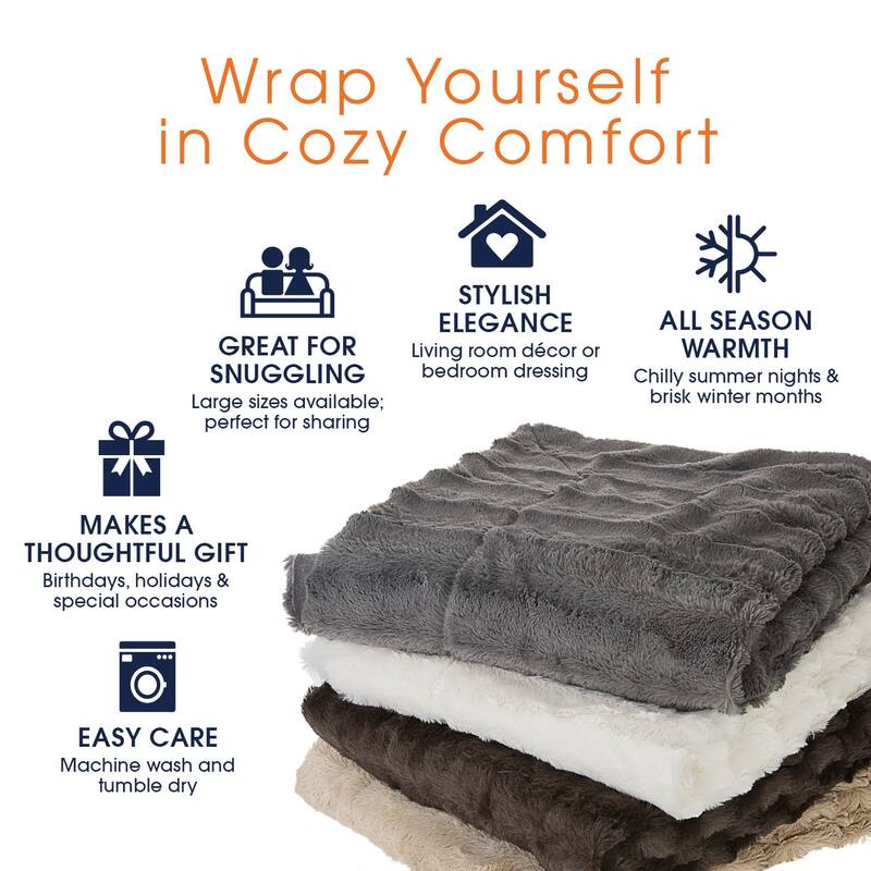 Cheer Collection Faux Fur/ Microplush Reversible Throw Blanket