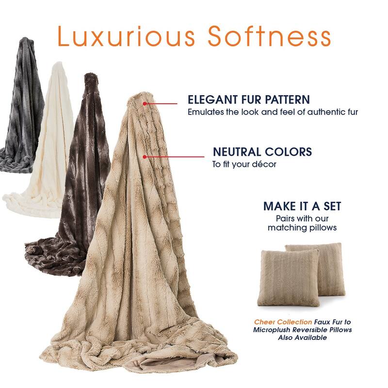 Cheer Collection Faux Fur/ Microplush Reversible Throw Blanket