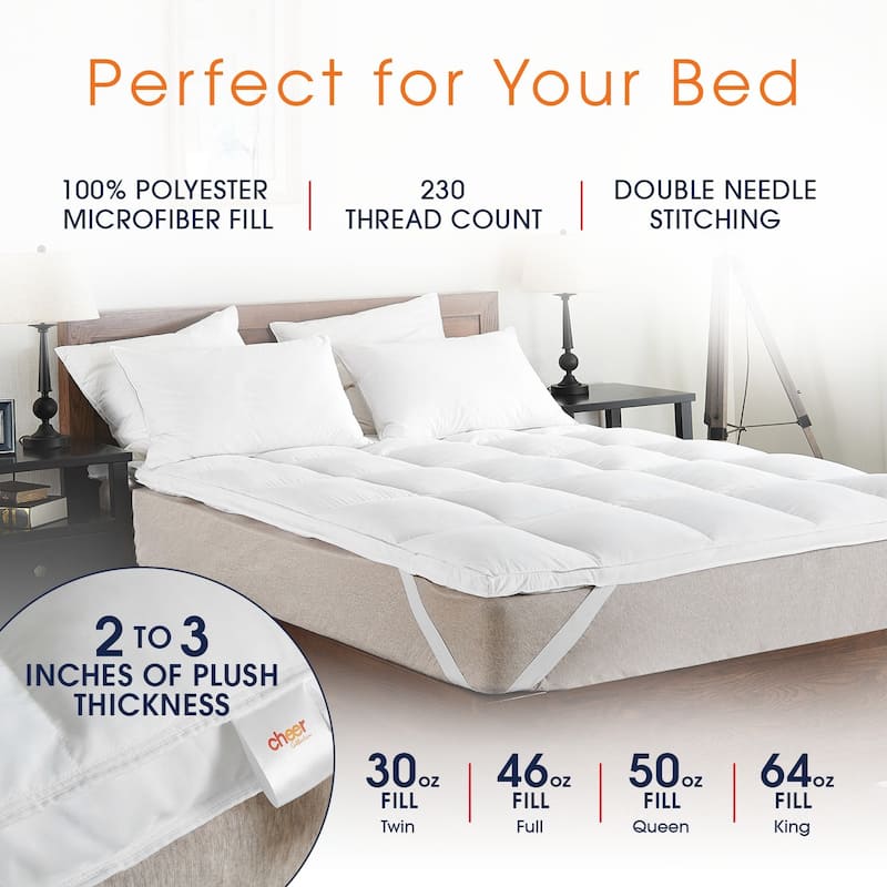 Cheer Collection Luxury Down Alternative Mattress Topper - White