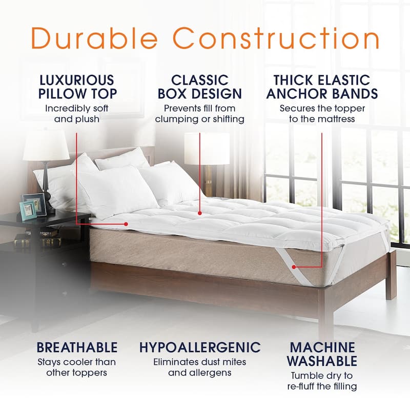 Cheer Collection Luxury Down Alternative Mattress Topper - White