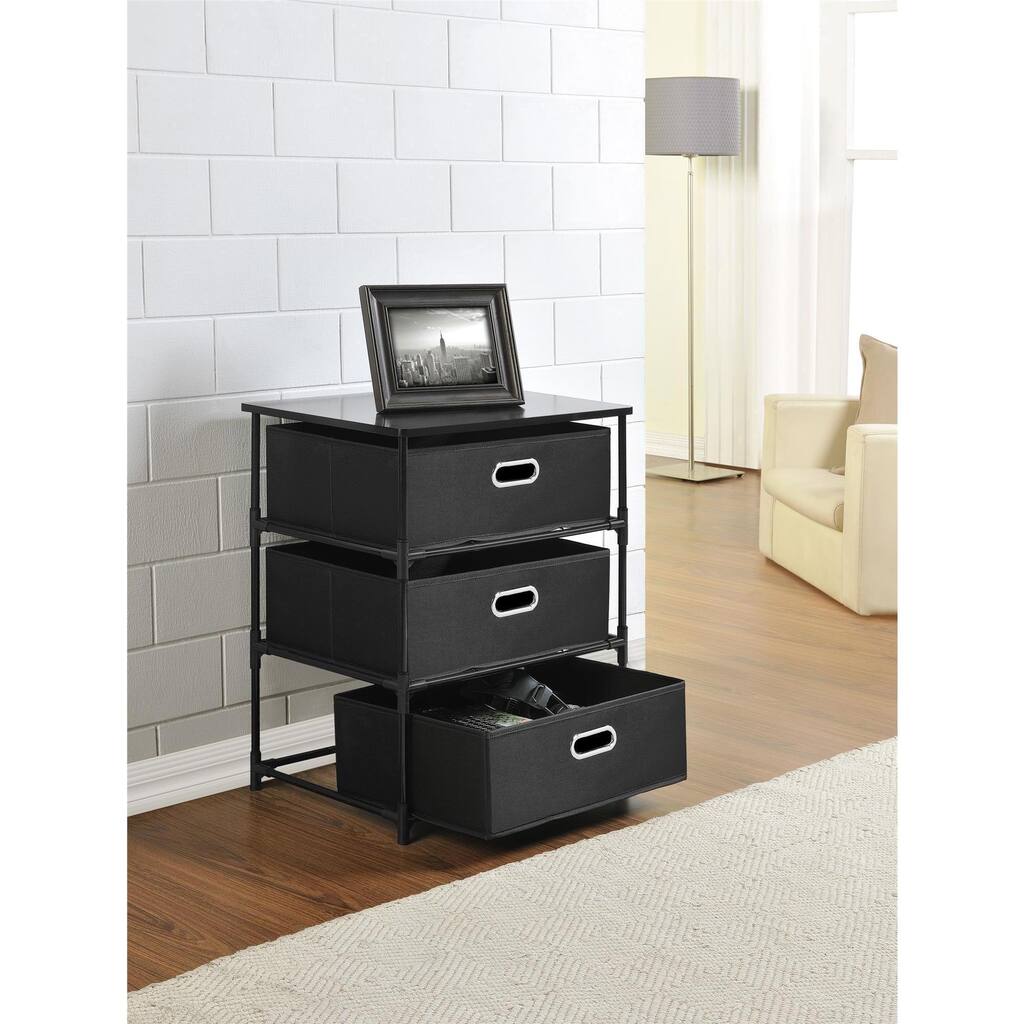 Ameriwood Home Sidney Black 3-bin Storage End Table