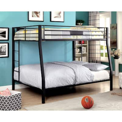 Tic Contemporary Black Metal Bunk Bed with Ladder by Furniture of America