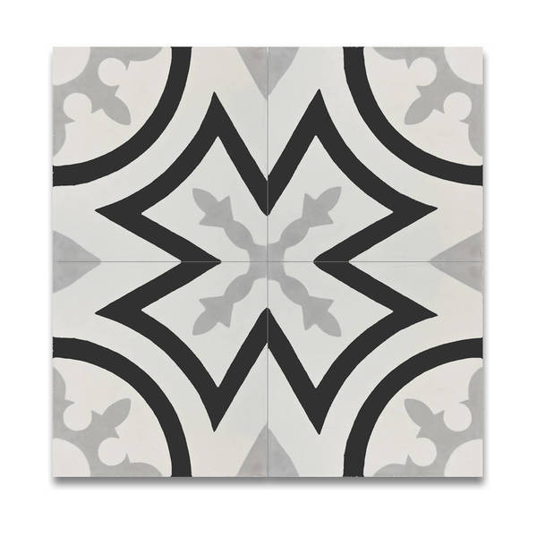 Ozod in Grey and Black Handmade 8x8-inch Moroccan Tiles (Pack of 12)