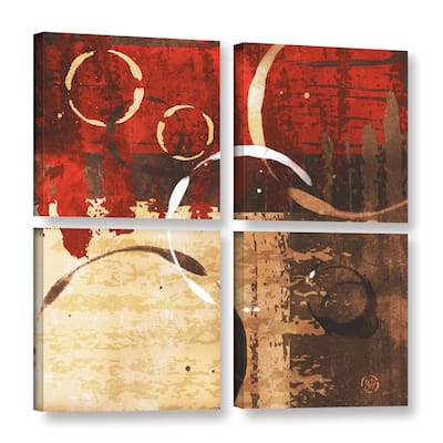 ArtWall Grunged Red Revolution II, 4pc Gallery Wrapped Canvas Set