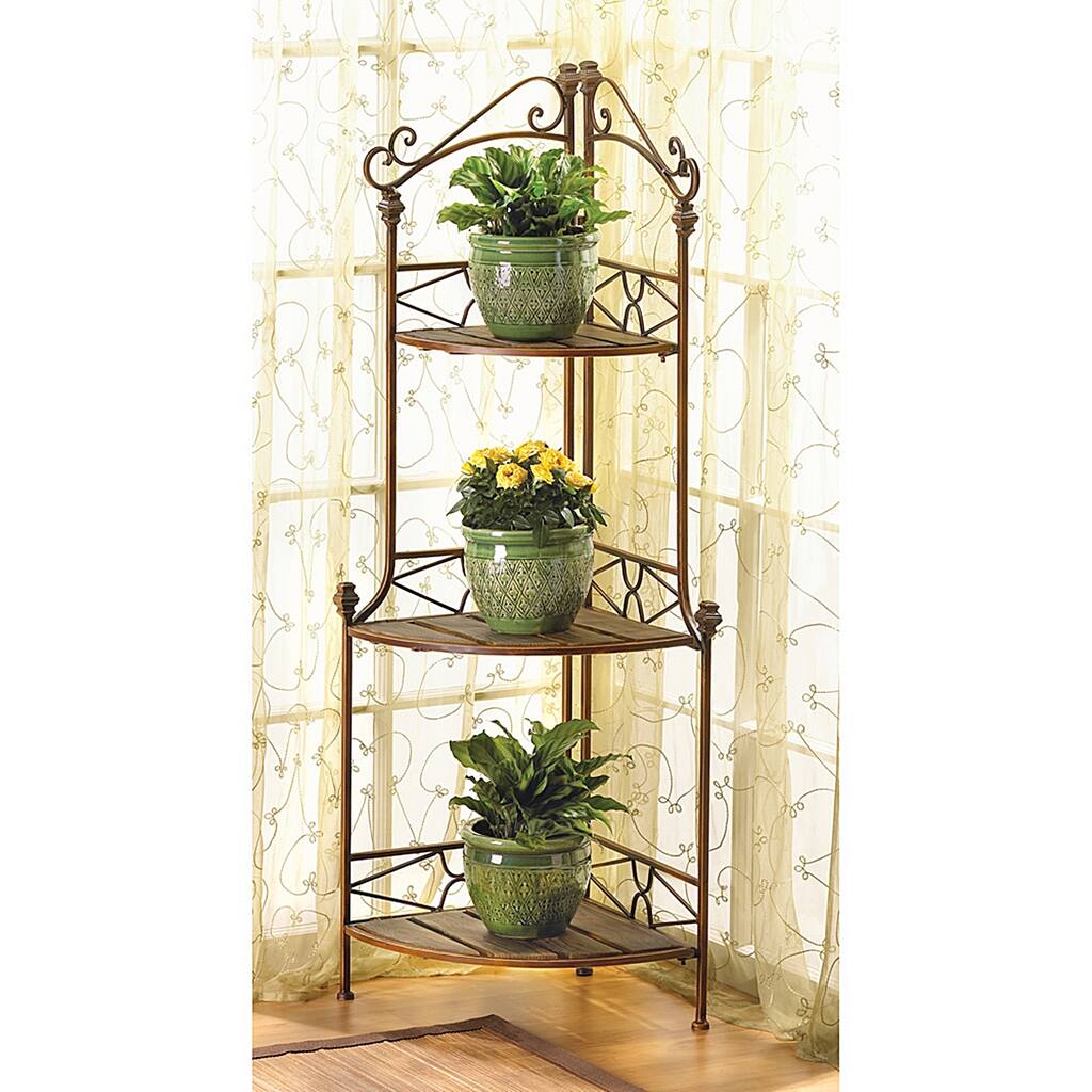 Durable Rustic 3-shelf Corner Rack
