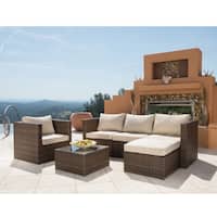 Corvus Trey Outdoor 6-piece Wicker Sofa Set with Glass Top