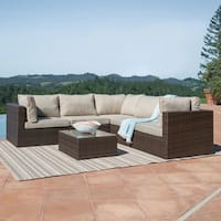 Corvus Tierney Outdoor 6-piece Aluminum Wicker Sectional Sofa Set