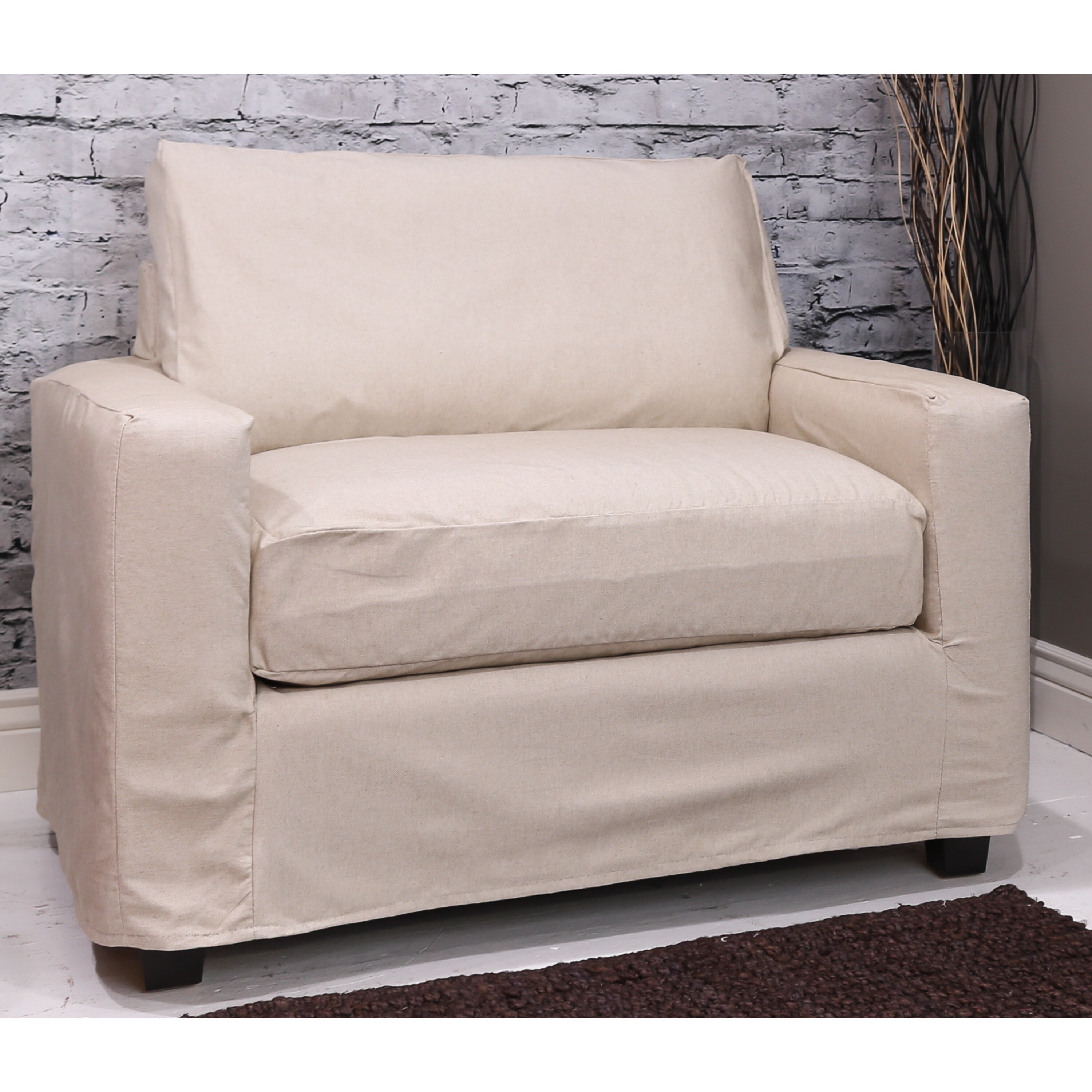 Shop Bombay Hornell Knockdown Chair And A Half With Natural Slipcover Overstock 11047420