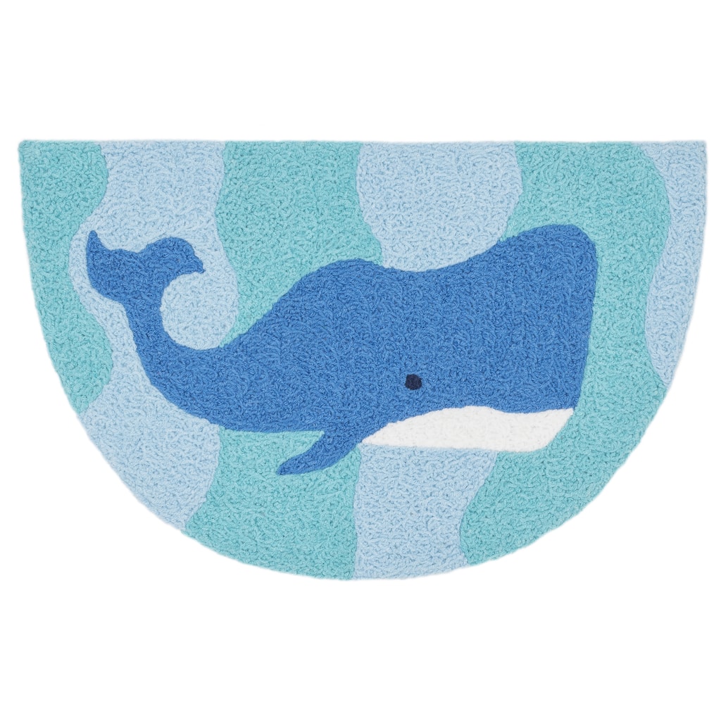Hand-hooked Marcy Ocean/ Blue Whale Hearth Rug (1'9 x 2'9) - 1'9" x 2'9" Hearth