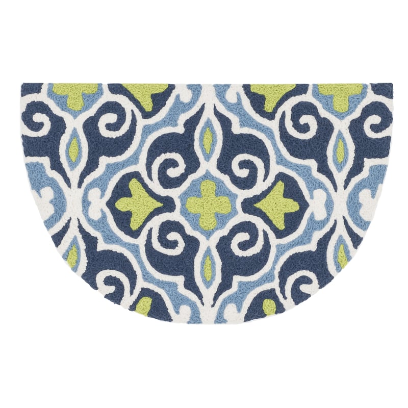 Hand-hooked Marcy Blue/ Green Scroll Rug
