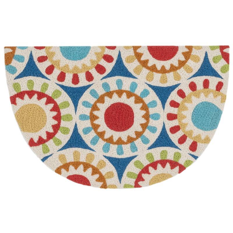 Hand-hooked Marcy Blue/ Multi Medallion Hearth Rug