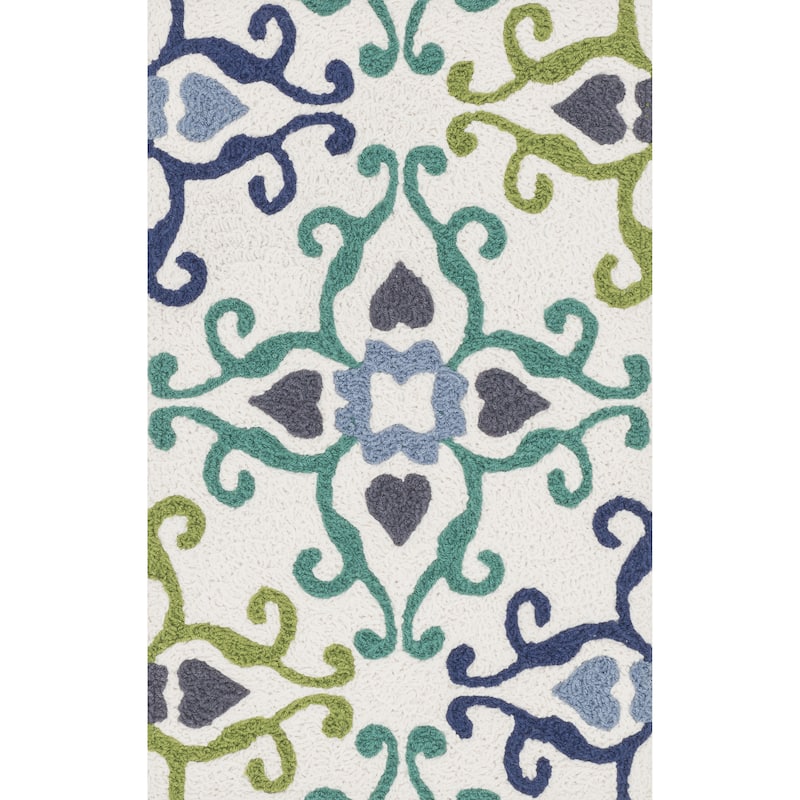 Hand-hooked Marcy Ivory/ Multi Scroll Rug