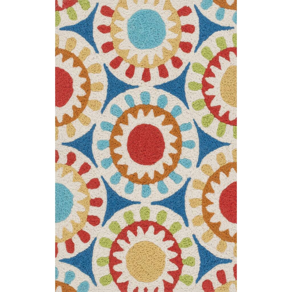 Hand-hooked Marcy Blue/ Multi Medallion Hearth Rug