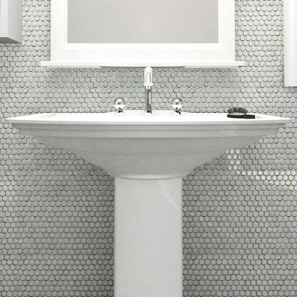 Somertile 12x12 625 Inch Penny Silk White Porcelain Mosaic Somertile 12x12 625 Inch Penny Silk White Porcelain Mosaic Floor And Wall Tile