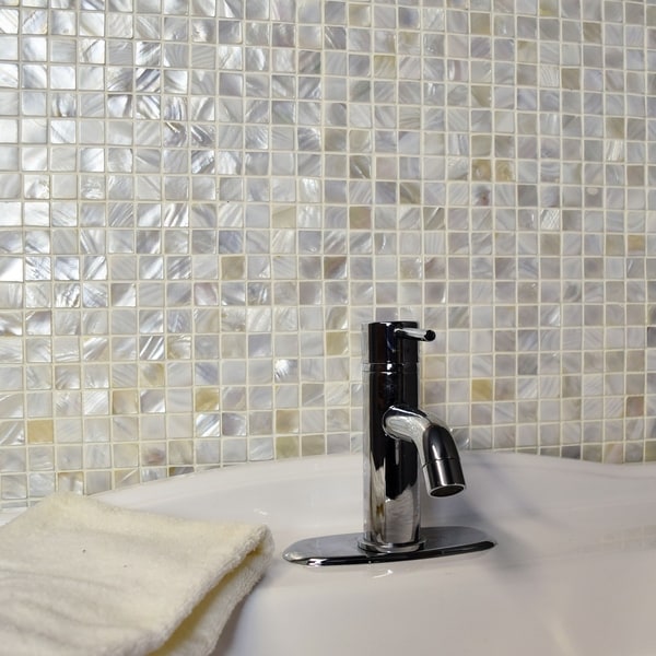 Somertile 12x12 Inch Seashell Square White Natural Somertile 12x12 Inch Seashell Square White Natural Mosaic Wall Tile 10 Tiles