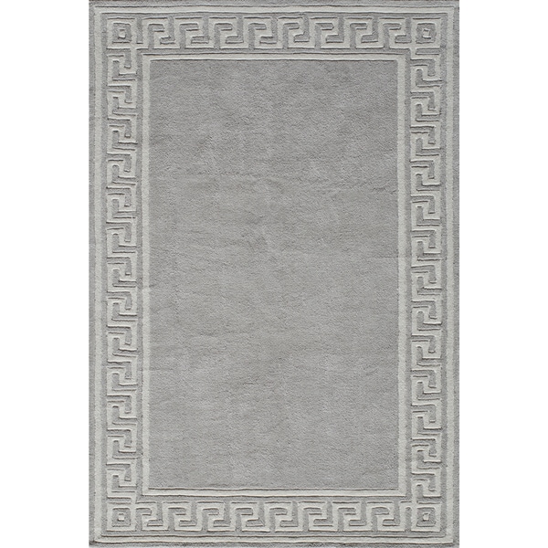 Momeni Bliss Grey Olympus Border Hand-Tufted Rug (8' X 10') - 8' x 10'