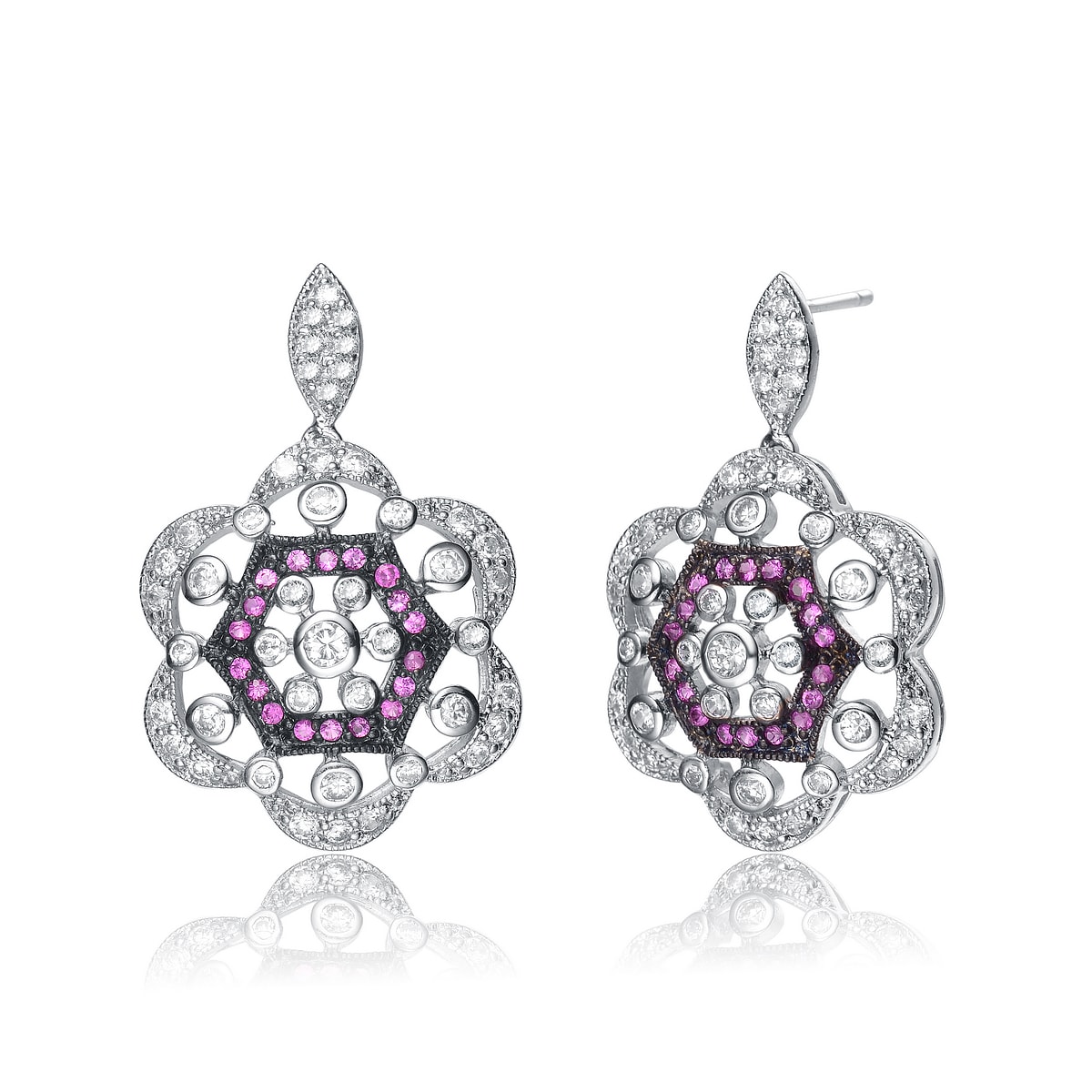 Collette Z Sterling Silver Clear And Purple Antique Earrings Collette Z Sterling Silver Clear