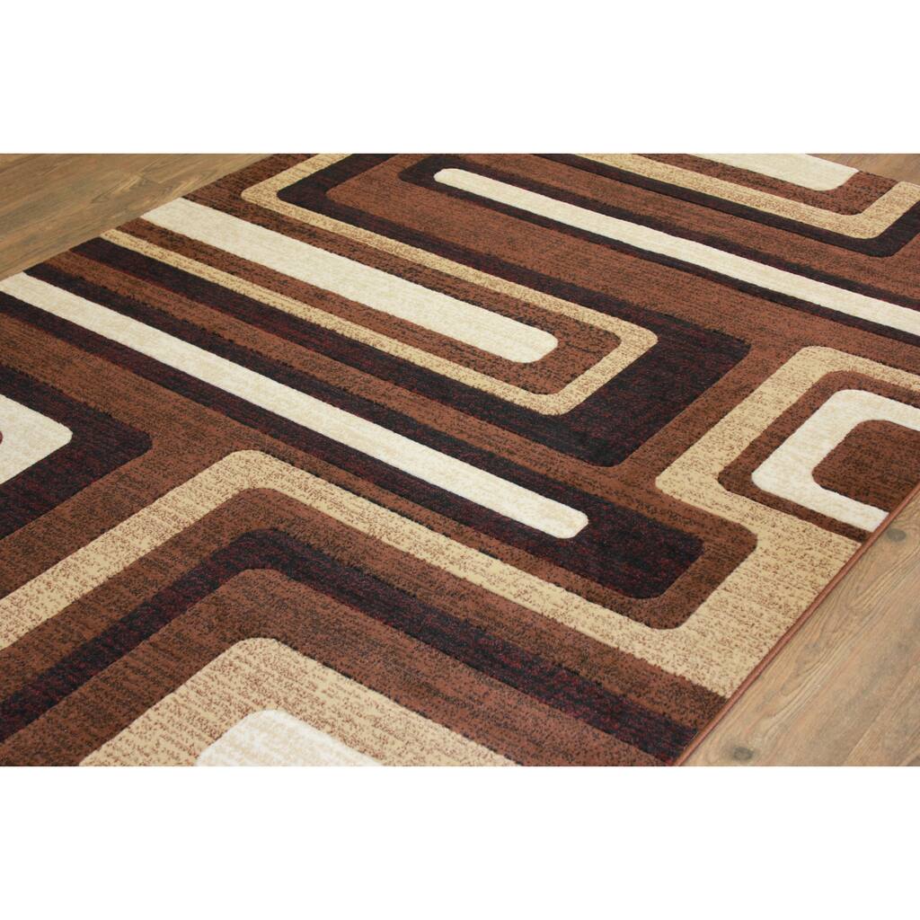 Multicolor Brown, Beige, Burgundy, and Black Area Rug - 7'9" x 10'6"
