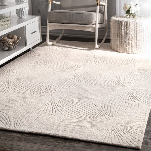 Shop nuLOOM Handmade Carved Floral Wool Ivory Rug 8'6 x 11'6 Free