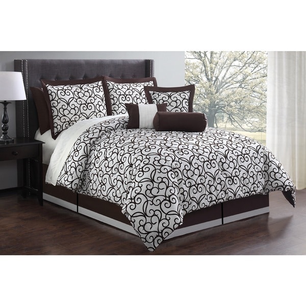 Zina Chocolate 11-piece Bed in a Bag with Sheet Set