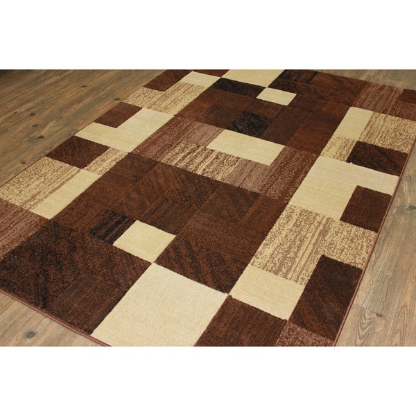 Shop Brown Beige Black Area Rug & Runner 4' x 6' Free Shipping