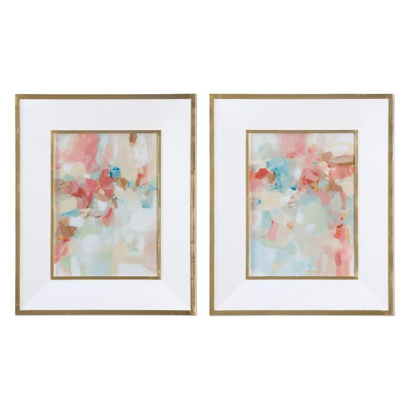 A Touch Of Blush And Rosewood Fences Art (Set of 2)