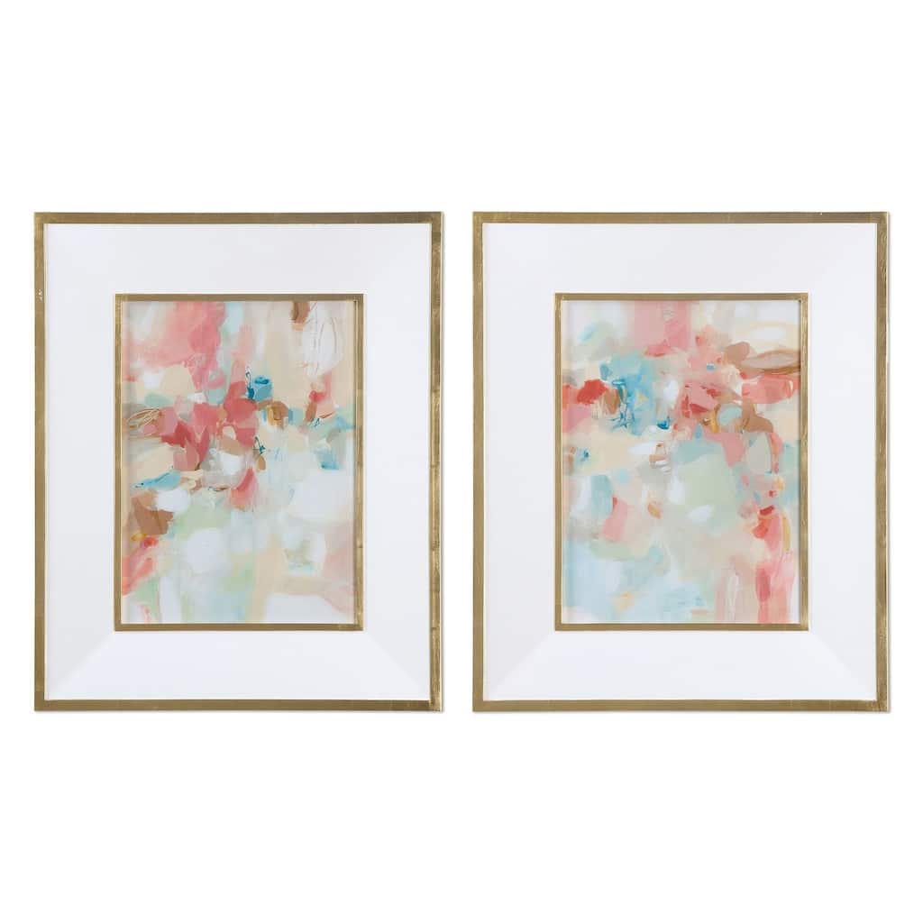 A Touch Of Blush And Rosewood Fences Art (Set of 2)