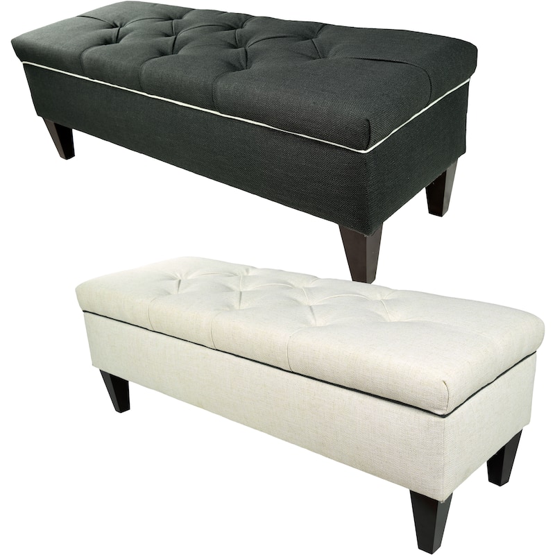 Brooke Diamond Tufted Upholstered Long Storage Bench Ottoman