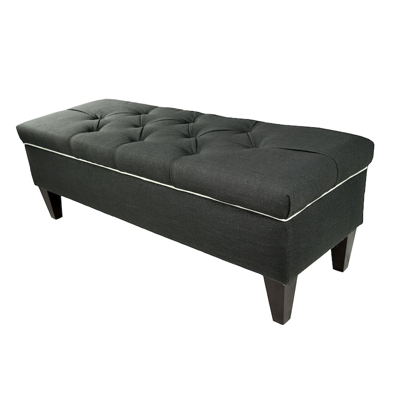 Brooke Diamond Tufted Upholstered Long Storage Bench Ottoman