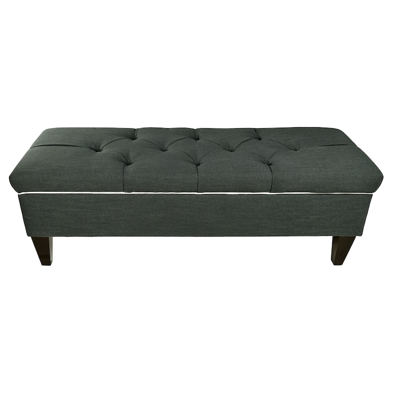 Brooke Diamond Tufted Upholstered Long Storage Bench Ottoman - Charcoal