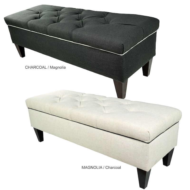 Brooke Diamond Tufted Upholstered Long Storage Bench Ottoman