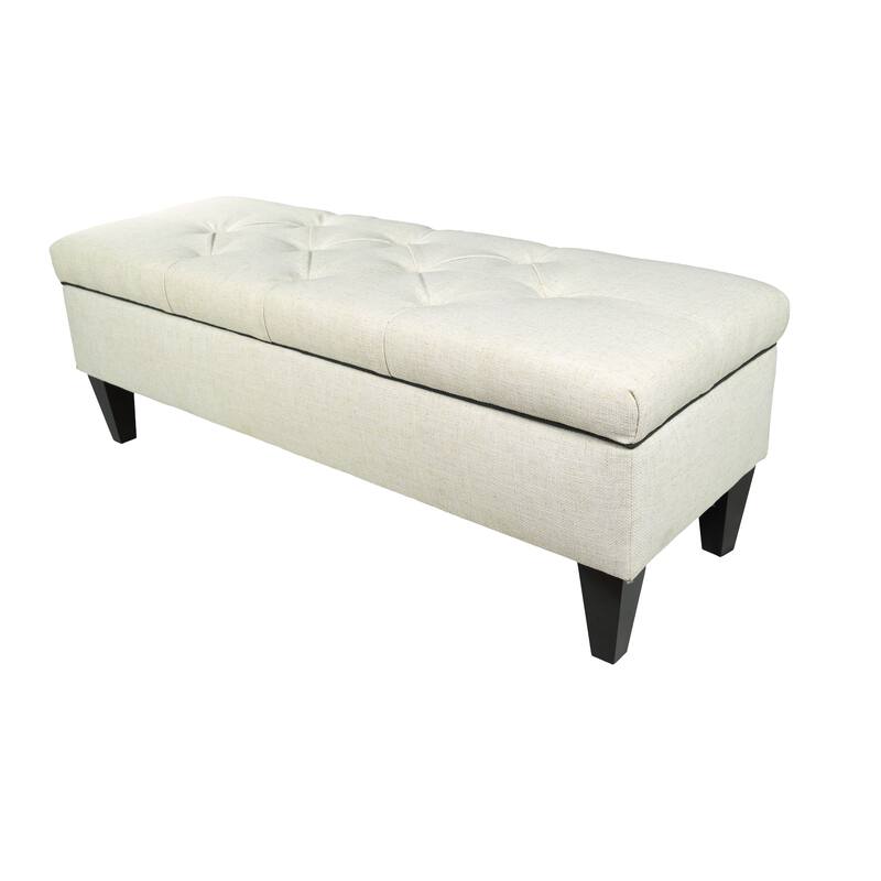 Brooke Diamond Tufted Upholstered Long Storage Bench Ottoman