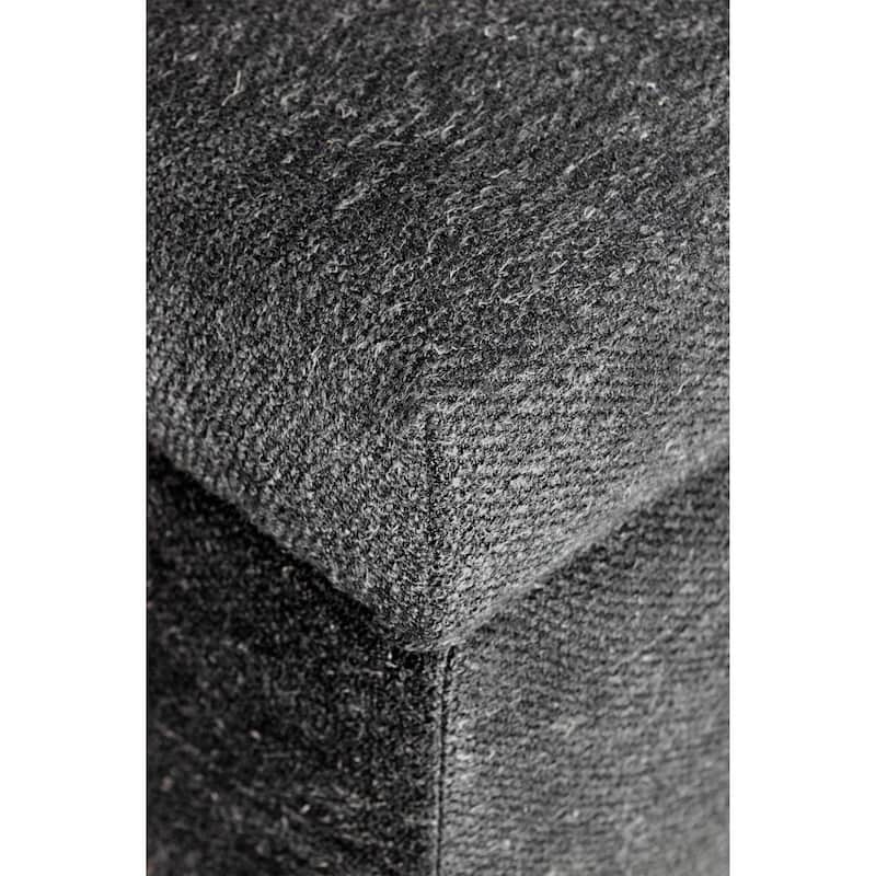 Brooke 10 Button Tuft Charcoal Upholstered Long Storage Bench Ottoman