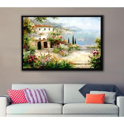 ArtWall Peter Bell's Mediterranean Villa, Gallery Wrapped Floater-framed Canvas