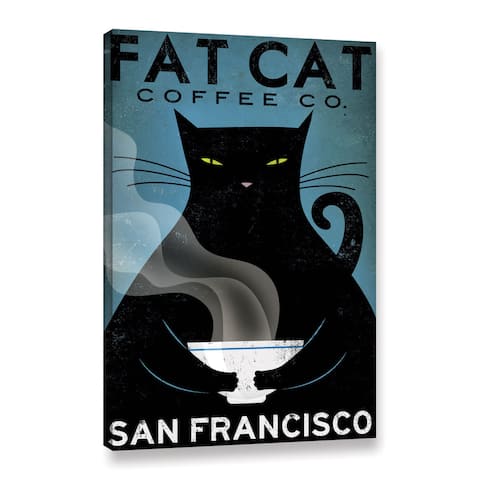 ArtWall Ryan Fowler's Cat Coffee, Gallery Wrapped Canvas