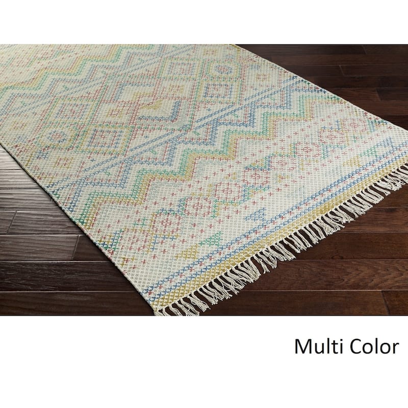 Hand Woven Marguerite Cotton Area Rug - 2' x 3' - Multi-Color
