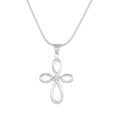 Handmade Jewelry by Dawn Infinity Cross Sterling Silver Snake Chain Necklace (USA)