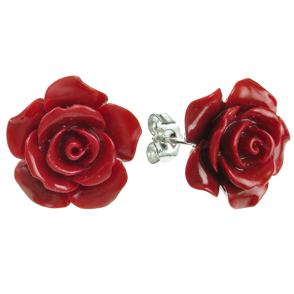 Red Rose Flower Velvet Stud Earrings High end Retro Ear - Temu