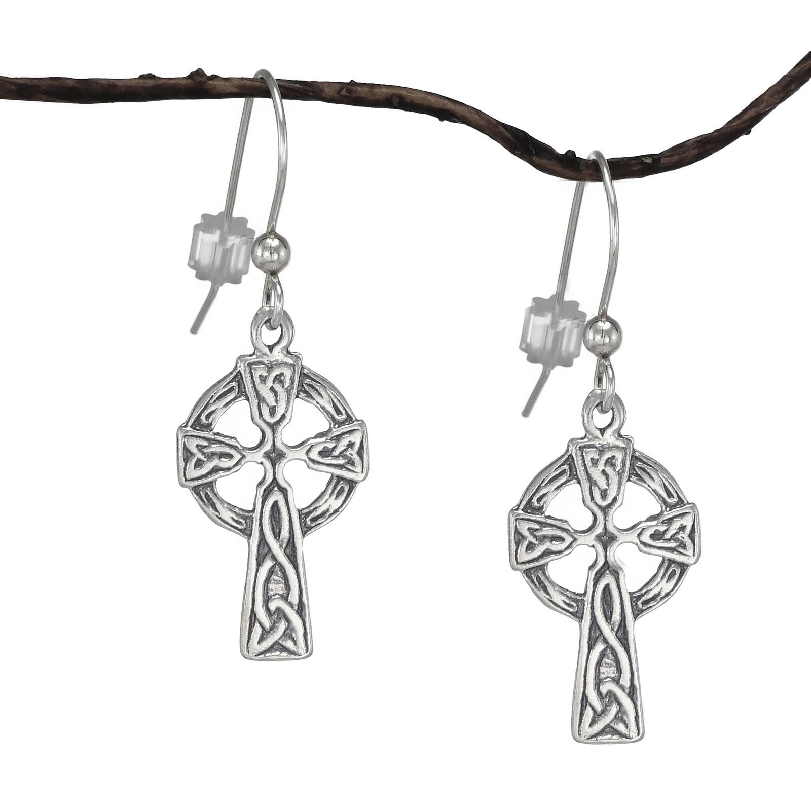 celtic cross earrings sterling silver