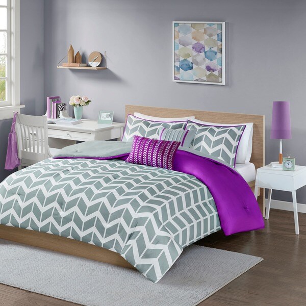 Intelligent Design Reversible Peyton Purple Comforter Set