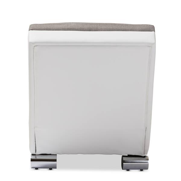 Baxton Studio Percy Modern and Contemporary Grey Fabric and White Faux Leather Upholstered Chaise Lounge Baxton Studio Percy Modern and Contemporary Grey Fabric and White Faux Leather Upholstered Chaise Lounge
