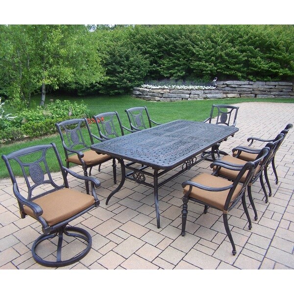 Shop 9 Pc Dining Set With Extendable Table Chairs Swivel Rockers On Sale Overstock 21258177