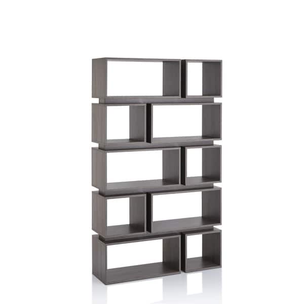 slide 13 of 13, Furniture of America Niti Rustic Grey 10-shelf Open Bookcase Distressed Grey