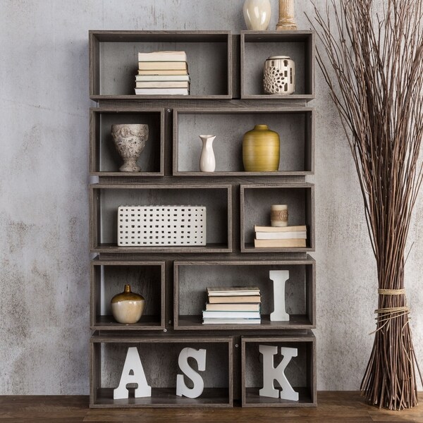 Furniture of America Niti Rustic Grey 10-shelf Open Bookcase. Opens flyout.