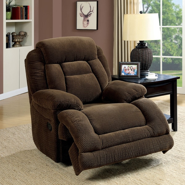 Furniture of America Leytonne Transitional Brown Fabric Glider Recliner