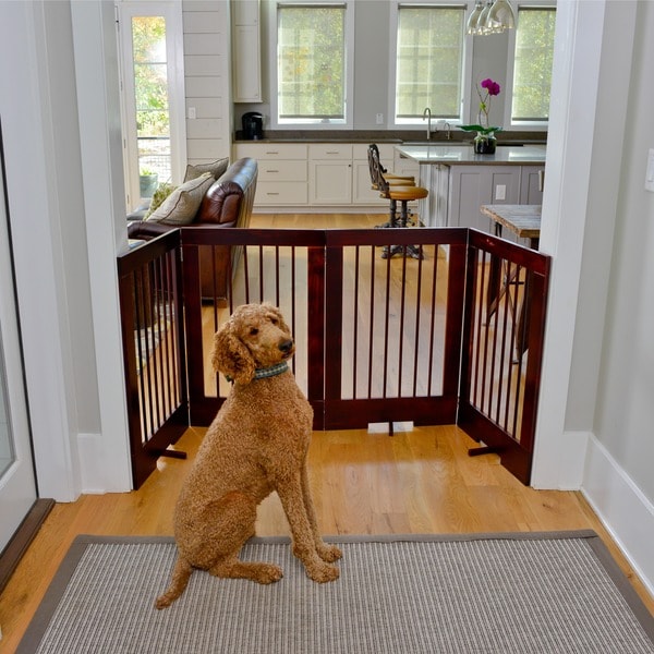 4 Panel Freestanding Tall Pet Gate - Overstock - 11069417