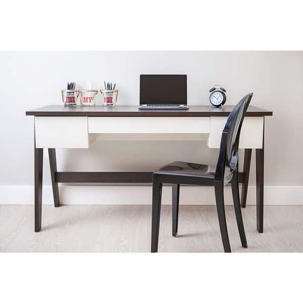 Shop Modern Office Desk With 3 Drawers Carmerino Off White